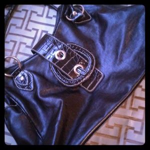 Black Large Shoulder Bag with Buckle Snap Closure